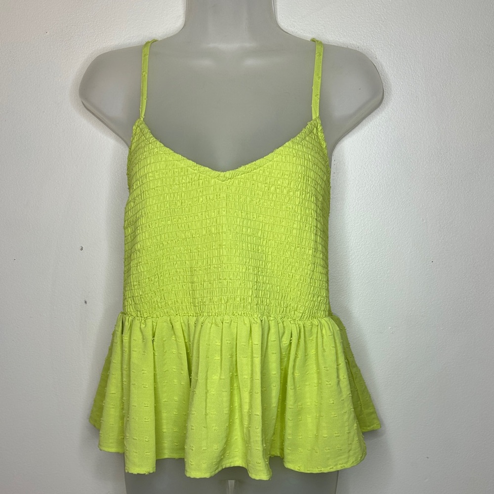 Forever 21 Neon Yellow Peplum Tank Top